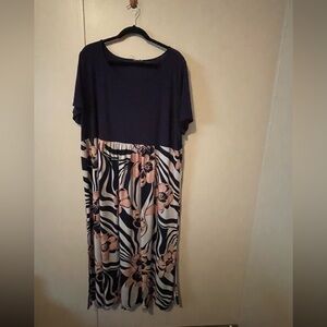 Avenue Navy and Coral Floral Dress